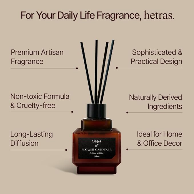 hetras Objet Diffuser Gift Set 6.7 fl.oz. 2 Pack | Muhwagwa- Sweet and Rich Fig Scent | Long-Lasting Scented Room Fresheners with 8 Reed Sticks for Home Fragrance Bedroom Bathroom Shelf Décor