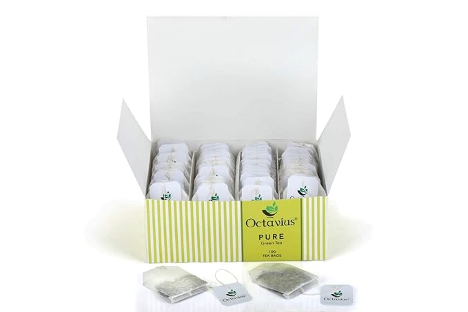 Octavius Pure Green Tea – 100 Tea Bags | Single-Origin Green Tea | Natural & Antioxidant-Rich | Pack of 1