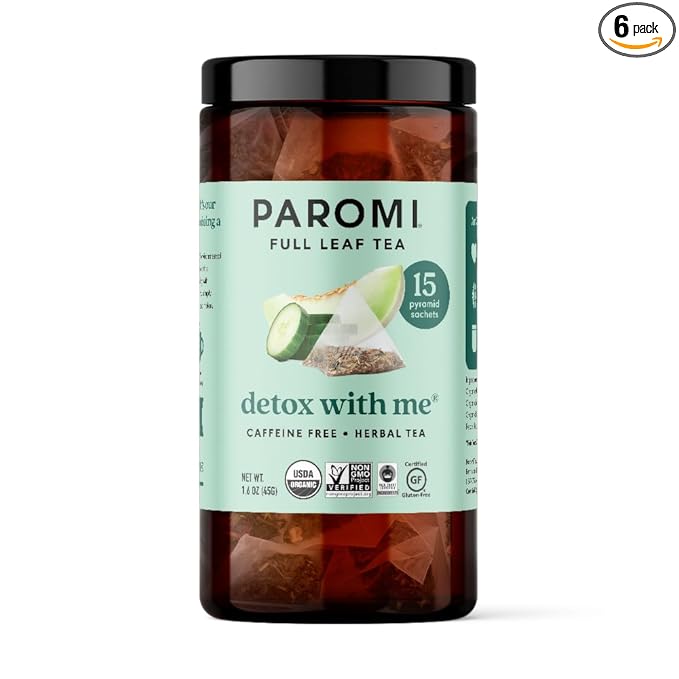 Paromi Detox With Me Rooibos Organic Tea Organic Herbal Tea, Signature Jar, 15 Count (Pack of 6)