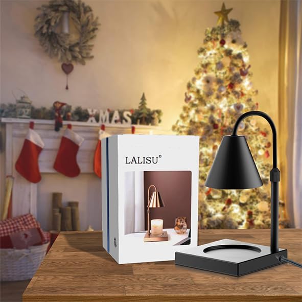 Candle Warmer Lamp, Stepless Dimming Candle Warmer Lamp with Timer & Dimmer Height Adjustable Compatible with Jars Scented Wax for Home Decor (Metal Base-Black)
