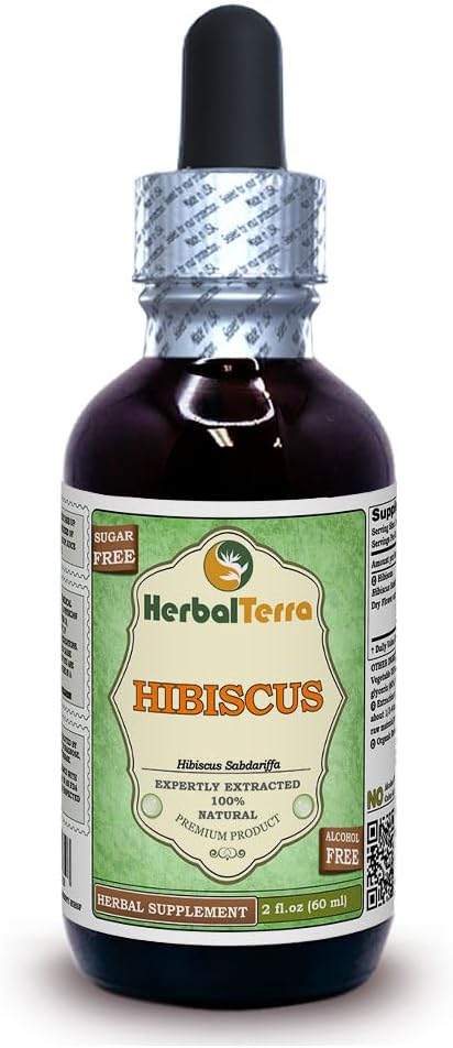 Hibiscus flowers (Hibiscus Sabdariffa) Glycerite, Organic Dried Flowers Alcohol-FREE Liquid Extract 2 oz