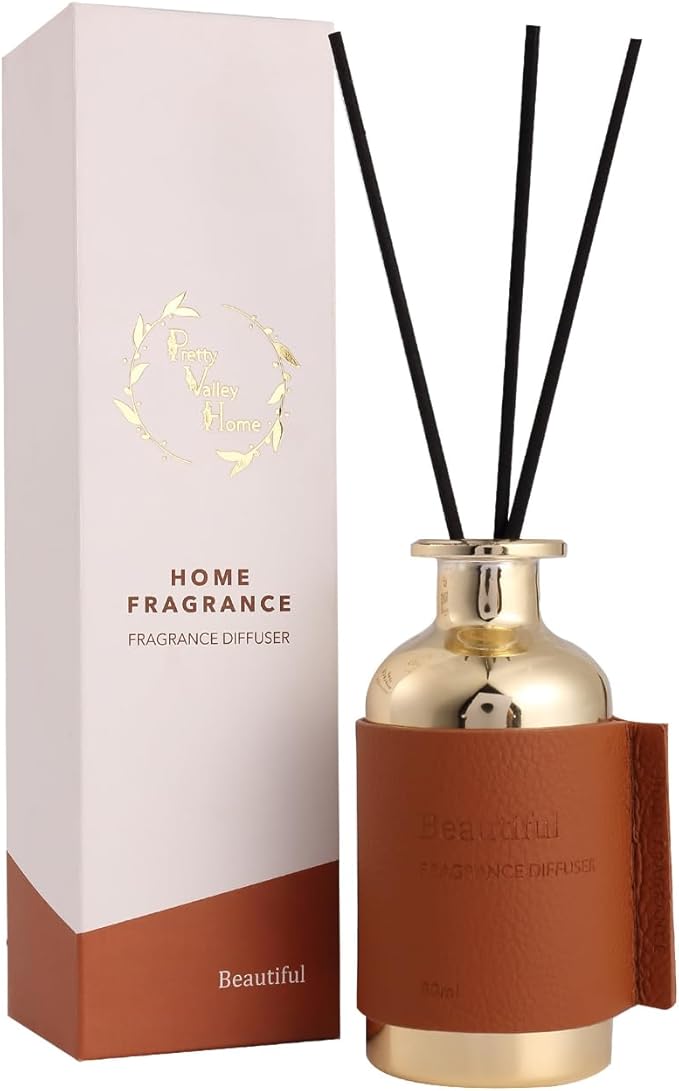 Reed Diffuser Set, Pretty Valley Home Diffuser 80Ml / 2.7 fl OZ Gift Box - Includes Reed Diffuser Sticks, Long Lasting Fragrance Oil and Glass Bottle for Office Living Room Decor (Beautiful)