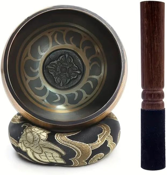 3.15 inch Tibetan Singing Bowl Set, Authentic Handmade Meditation Bowl Stress Relief Yoga Set with Striker & Cushion for Sound Therapy, Chakra Healing, Spiritual Gatherings