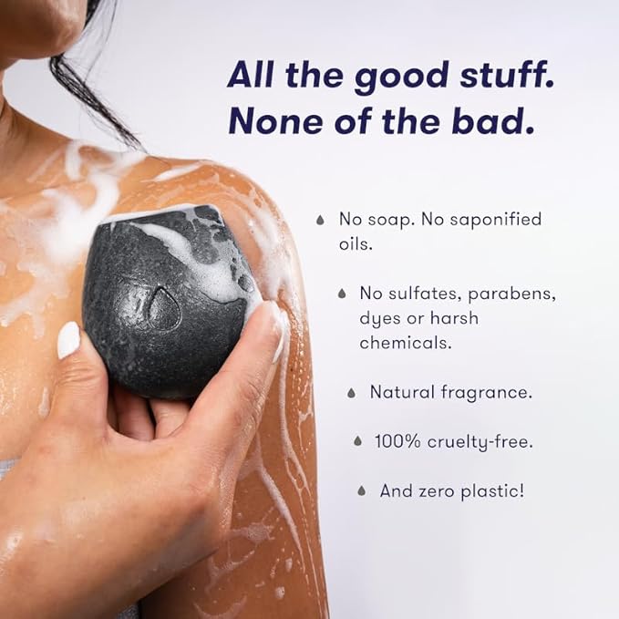 HIBAR - Clarify Solid Body Wash Bar - Detoxify & Purify - With Activated Charcoal & Salicylic Acid - Daily Use & Sensitive Skin - Plastic, Paraben & Soap-Free - Vegan - Cedarwood + Moss