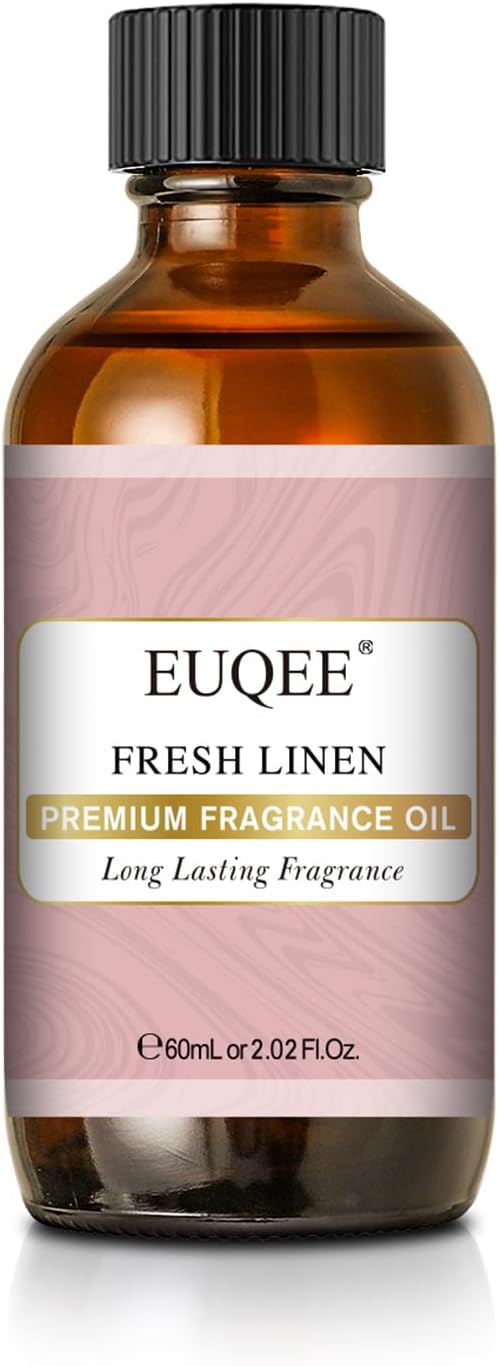 EUQEE Fresh Linen Fragrance Oil 60ml Premium Fragrance Essential Oil for Aromatherapy, Diffusers, DIY Bath Bombs, Candle Making (2.02 Fl oz)