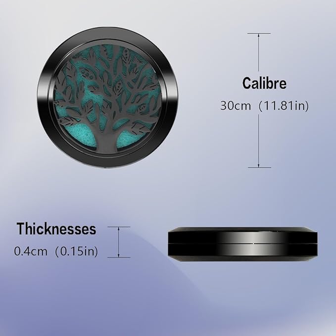 Aromatherapy Diffuser Necklace-Tree of Life Essential Oil Necklace,Aromatherapy Diffuser Pendant for Men and Women,Portable,Suitable for Yoga,Meditation,Travel,Stress Relief Gift(Black 30mm)