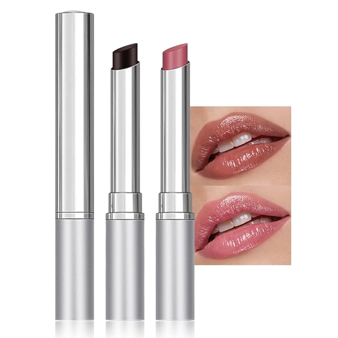 2Pcs Black & Pink Honey Lipstick Tinted Lip Balm, Sheer Hydrating Lip Stain for All Skin Tones, Natural Lightweight Lips Gloss Makeup for Women, Vegan & Cruelty-Free