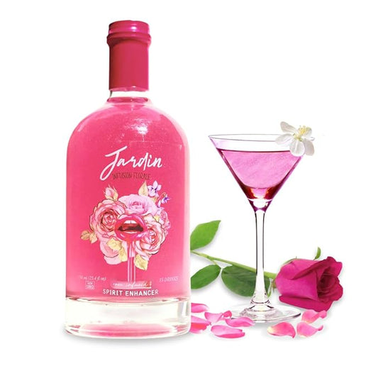 JARDIN Rose Mixer, Sugar-Free Cocktail & Mocktail Mixer - Rose Infused Syrup- Aromatic and Floral, Drink with Shimmer- (25.4 Fl Oz)