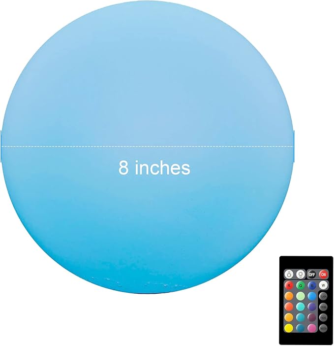 8-Inch Rechargeable LED Orb Light – 16 Color Glow Sphere, 4 Modes, Waterproof Ambient Lighting Ball, Glowing Orb for Indoor, Outdoor, Pool, Room, and Patio Decor