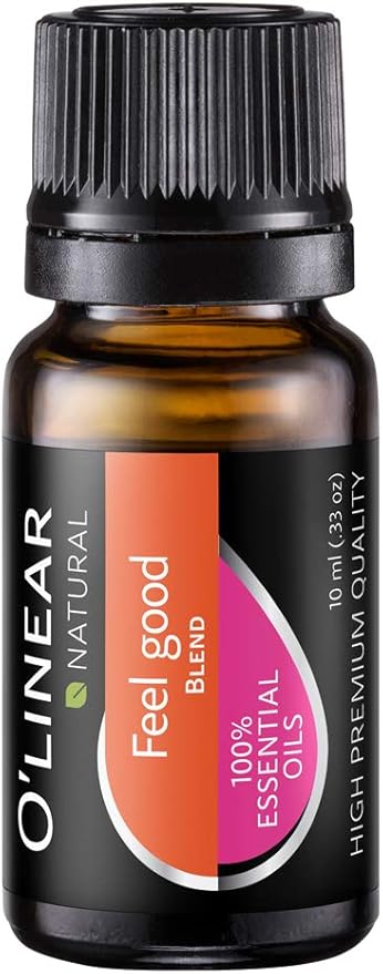 Premium 10 ml Aromatherapy Essential Oil Blend Therapeutic Grade - Happy & Relaxing Scent for Diffuser & Humidifier with Lavender, Rose, Lemon, Cinnamon, Geranium Sunny Mood Cheer Up Happiness Aroma