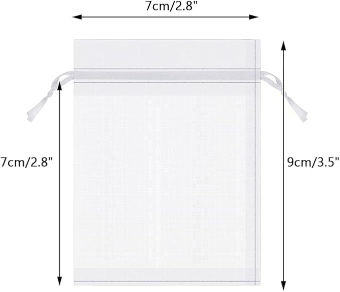 100pcs Organza Gift Bags White Small Jewelry Pouches Wedding Jewelry Bag 2x3 Inch Favour bags Lavender Bag for Wedding Birthday Party Christmas Candy Mesh Bags
