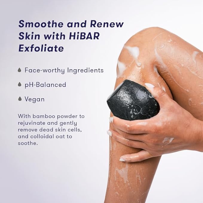 HIBAR - Clarify Solid Body Wash Bar - Detoxify & Purify - With Activated Charcoal & Salicylic Acid - Daily Use & Sensitive Skin - Plastic, Paraben & Soap-Free - Vegan - Cedarwood + Moss