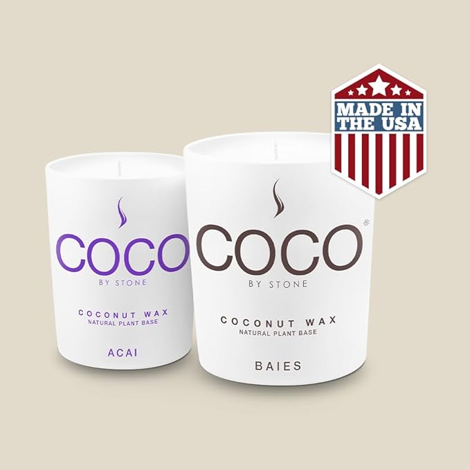 COCO by Stone 6.5oz Candle, Coconut Apricot Wax Candle for Home (Tiare) Home Fragrance Products, 1 Wick Candle, Enhance Indoor Aroma, Vegan & Cruelty-Free, Clean Burning and Hand Poured Candle