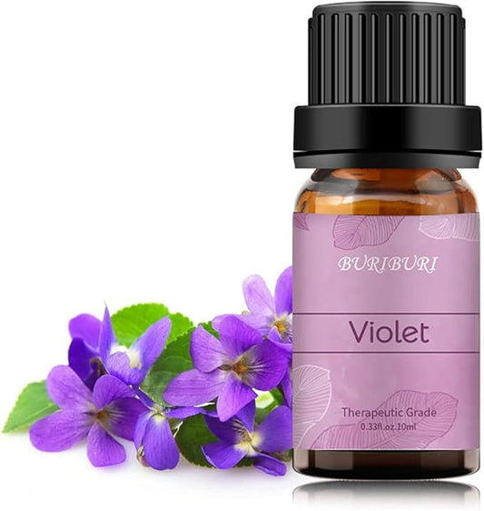BURIBURI Violet Essential Oil 10ml, 100% Pure, Undiluted, Natural Violet Fragrance Oil for Diffuser, Soap Candle Making