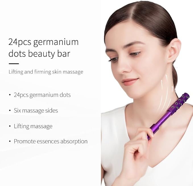 Facial Roller - Uplift Facial Massaging Beauty Roller, Face Massager Roller, Face Rollers for Women, Portable 7.6" Purple Beauty Roller for Face, Eye, Neck, Chin, Skin - 24-Stone