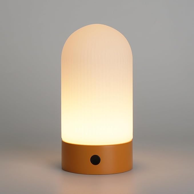 Battery Operated Shower Lamp Waterproof, Small Portable Cordless Table Lamp Rechargeable, Touch Dimmable Mood Light for Home/Patio/Dining/Outdoor (Orange)