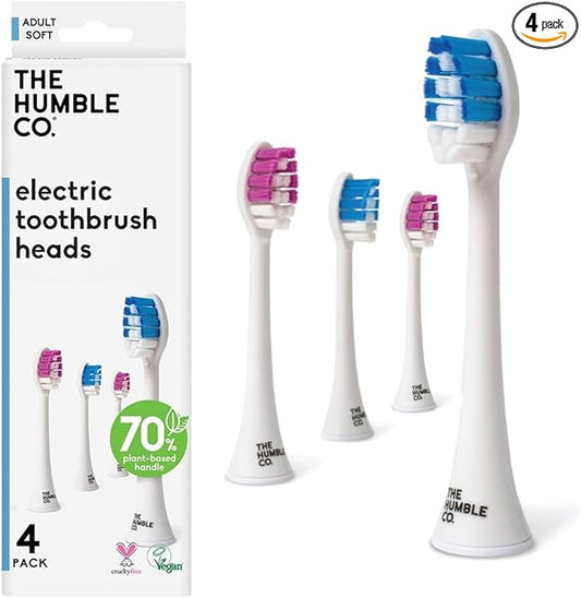 The Humble Co. Plant Based Electric Toothbrush Heads 4pk – Replacement Heads, Helps Remove Plaque and Eliminate Bad Breath