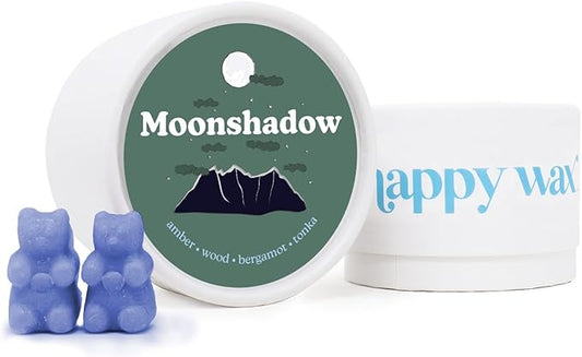 Happy Wax Moonshadow Scented Bear Wax Melts - Natural Strong Scented Woodsy Wax Melts Infused w/Essential Oils - Non Toxic Wax Melt & Pet Safe Wax Melts - (4 oz Tin)