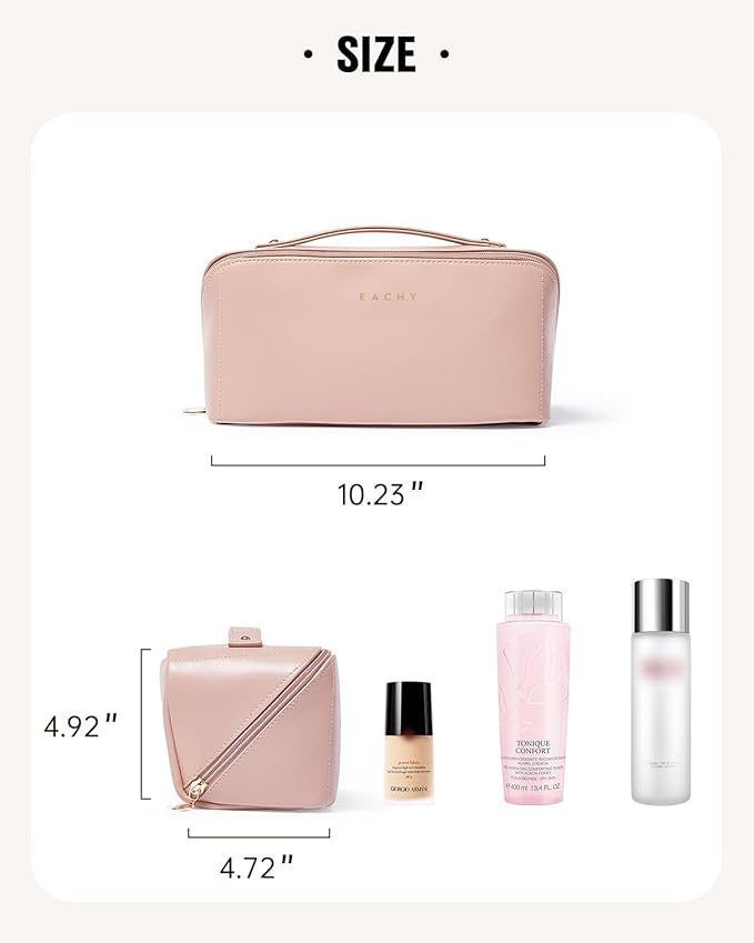 EACHY Travel Makeup Bag,Large Capacity Cosmetic Bags for Women,Waterproof Portable Pouch Open Flat Toiletry Bag Pattern Makeup Bag