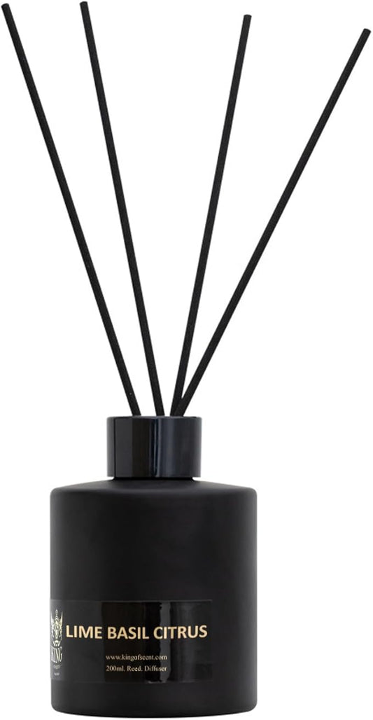 Reed Diffuser (200ml) Lime Basil Citrus Reed Diffuser Set,Reed Diffuser & Oil Diffuser Sticks with Flower, Aromatherapy, Home & Kitchen Décor,Fragrance and Gifts