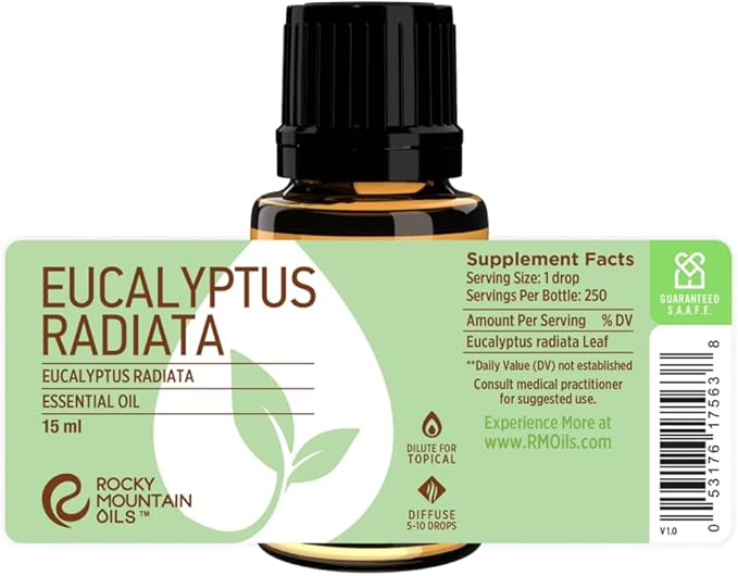 Rocky Mountain Oils Eucalyptus Radiata Essential Oil - Aromatherapy Essential Oils for Diffuser, Topical, and Home - 15ml