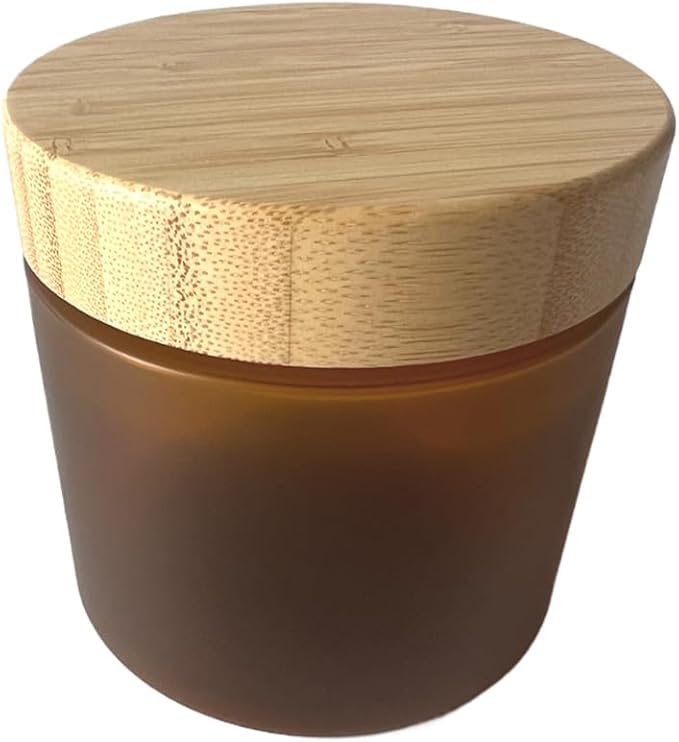 Empty Bamboo Lid Jar 16oz/500g,Refilable Plastic Round Cosmetic Containers for Powder,Body Butter,Cream,Lotion,Wide Mouth Makeup Sample Storage Pot Dispenser(Brown Color)