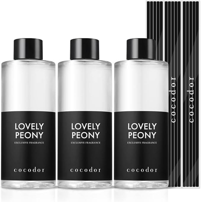 COCODOR Reed Diffuser Oil Refill/Lovely Peony/6.7oz(200ml)/3 Pack/Aroma therapy, Home Fragrance, Scented Oils, Oils for Reed Diffuser, Office Décor, Decoration