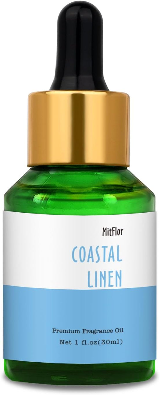 Costal Linen Fragrance Oil, MitFlor 30ml Single Scented Oils, Large Size Premium Grade Fragrance Oil for Soap & Candle Making, Aromatherapy Diffuser Oils, Clean & Fresh Scent for Home