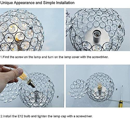 Crystal Table Lamp,Decorative Bedside Crystal Lamp,Nightstand lamp, Bedroom lamp for bedstand,Bedroom,Living Room,Guest Room,Silver