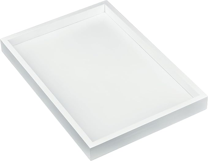 Bam & Boo Natural Bamboo Serving Tray Modern Rectangular (White, 13” x 9" x 1.2") for Food, Drinks, Decor, Vanity in Home, Kitchen, Bathroom, Coffee Table, Bed