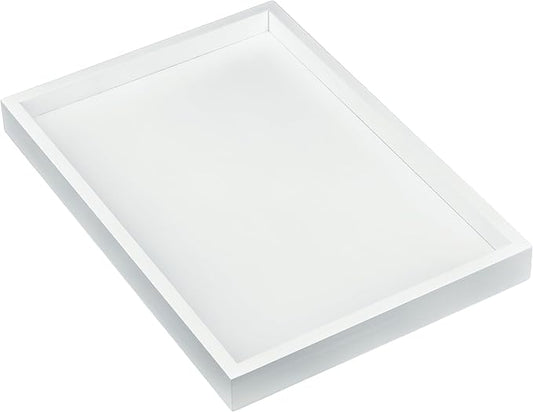 Bam & Boo Natural Bamboo Serving Tray Modern Rectangular (White, 13” x 9" x 1.2") for Food, Drinks, Decor, Vanity in Home, Kitchen, Bathroom, Coffee Table, Bed