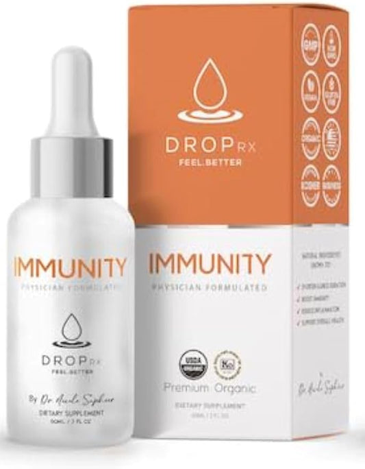 DropRx Immunity by Dr. Nicole Saphier – Elderberry, Echinacea & Garlic Supplements for Immune System Support, Organic, Non-GMO, Vegan, Gluten-Free, Kosher, Made in USA (2 Fl Oz)