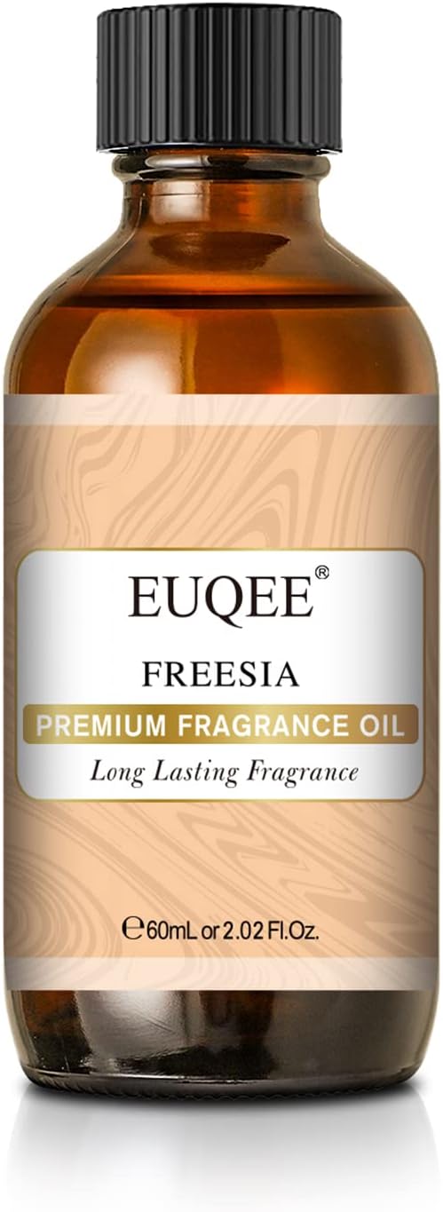 EUQEE Freesia Fragrance Oil, 60ml Premium Grade Essential Oils Scented Oil with Glass Dropper for Diffusers, DIY Soap & Bath Bombs (2.02 Fl oz)