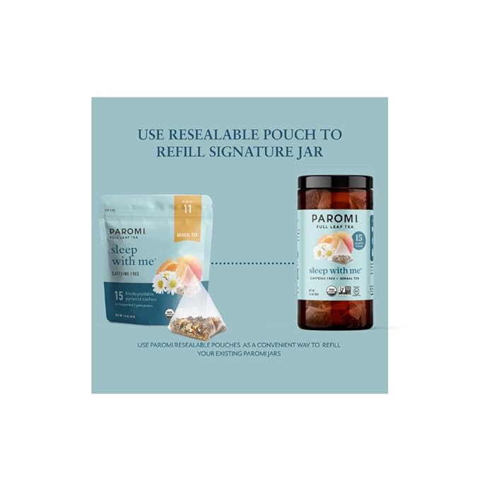 Paromi Sleep with Me Organic Herbal Tea, Signature Jar, 15 Count (Pack of 6)