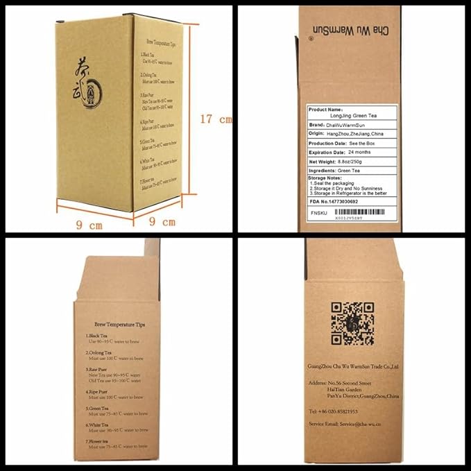 ChaWuWarmSun [B] LongJing Green Tea,8.8oz/250g,Chinese Dragon Well Green Tea Loose Leaf