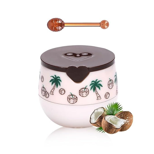 Bee Propolis Coconut Lip Balm – Deep Hydrating Lip Sleeping Mask for Dry Lips, Moisturizing & Exfoliating Lip Treatment with Natural Bee Extract & Coconut Oil, Honey Pot Design