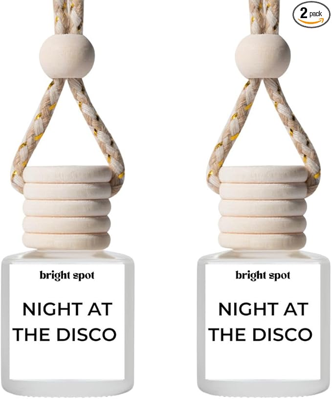 Bright Spot Car Air Freshener - Night at the Disco - Citrus, Amber, Patchouli Scent - Premium Car Hanging Air Freshener, Long-Lasting Fragrance for Auto and Home, 2 Bottles