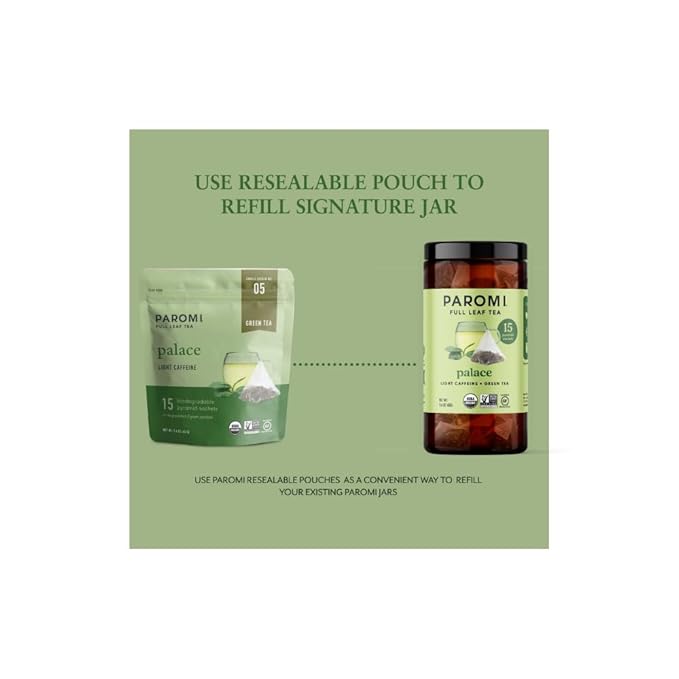 Paromi Palace Organic Green Tea, Signature Jar, 15 Count