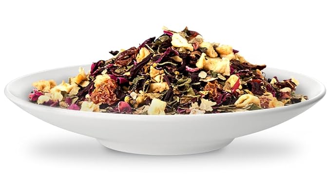 Brook37 Pink Rose Strawberry Eco Herbal Tea - Luxury Caffeine-Free Floral Blend with Hibiscus, Rose, Strawberry & Elderberry | Cold Brew or Mocktail | 20 Biodegradable Pyramid Bags | Elegant Gift for Tea Lovers