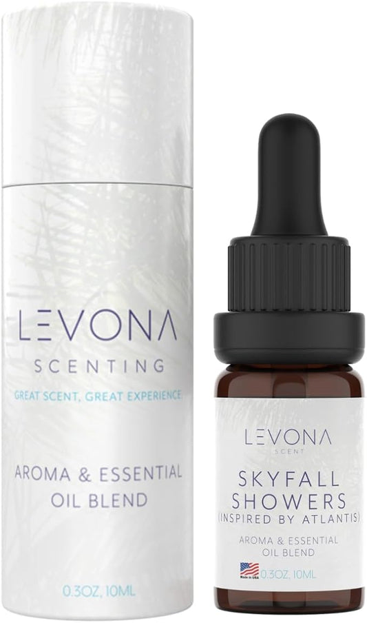 Levona Scent Essential Oil - Luxury Aroma for Home, Office, Hotel & Spa, Ideal for Humidifiers & Diffusers, Hotel Fragrance with Neroli, Orange & Melon - 10ml / 0.33 fl oz, Skyfall Showers