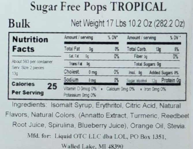 Zollipops Clean Teeth Pops Sugar Free Candy with Xylitol, Dye-Free Lollipops - Keto & Diabetic-Friendly, Dentist-Approved Treats for Kids (Tropical Fruit 17.64 lb)
