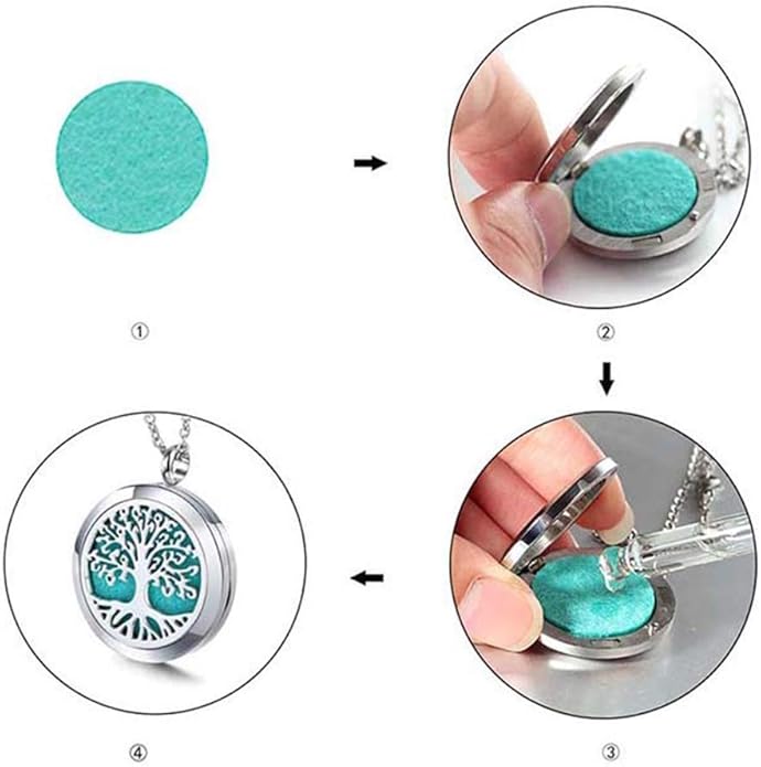 Aromatherapy Essential Oil Diffuser Necklace 316L Stainless Steel Locket Pendant with 24 Inch Chain