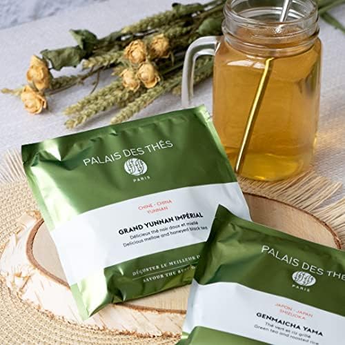 Palais des Thés - Genmaicha Yama - Japanese Green Tea & Roasted Rice - Premium Tea Bags, Serves 20 Cups