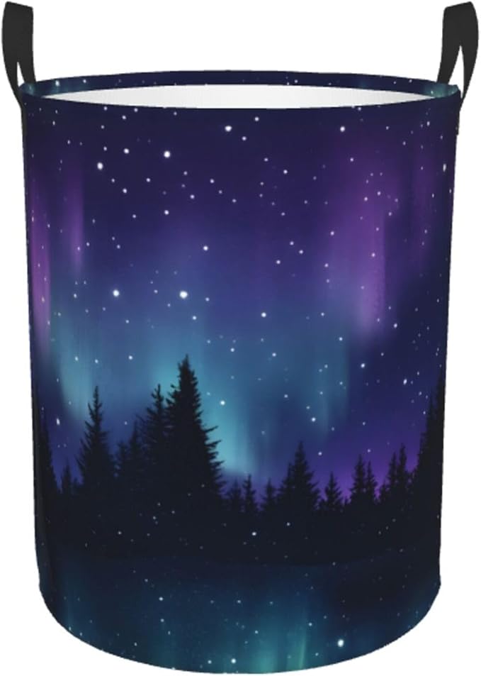 Laundry Basket Starry Night Collapsible Large Capacity,Dirty Clothes Basket Durable Lightweight Hamper With Handles Ideal For Clothes,Toys Home Organization size19.6"L x 15.7"W,63L
