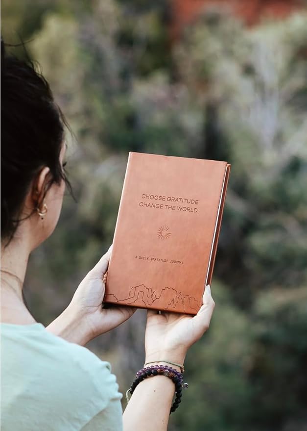 Gratitude Gifted 5-Minute Guided Gratitude Journal – Daily 180 Prompts, Self-Care Mindfulness & Reflection, Leather Hardcover, Undated to Foster Happiness, Wellness, Positivity for Men & Women