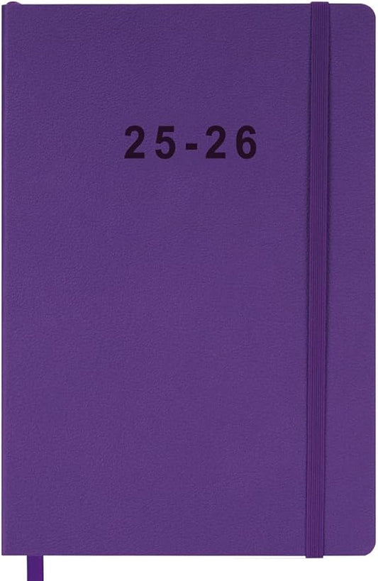 2025-2026 Planner - Weekly and Monthly Planner, Oct 2025 - Dec 2026, Contacts and Notes Pages, Vegan Leather Cover, Elastic Closure, 5.5”x8.25”, Purple
