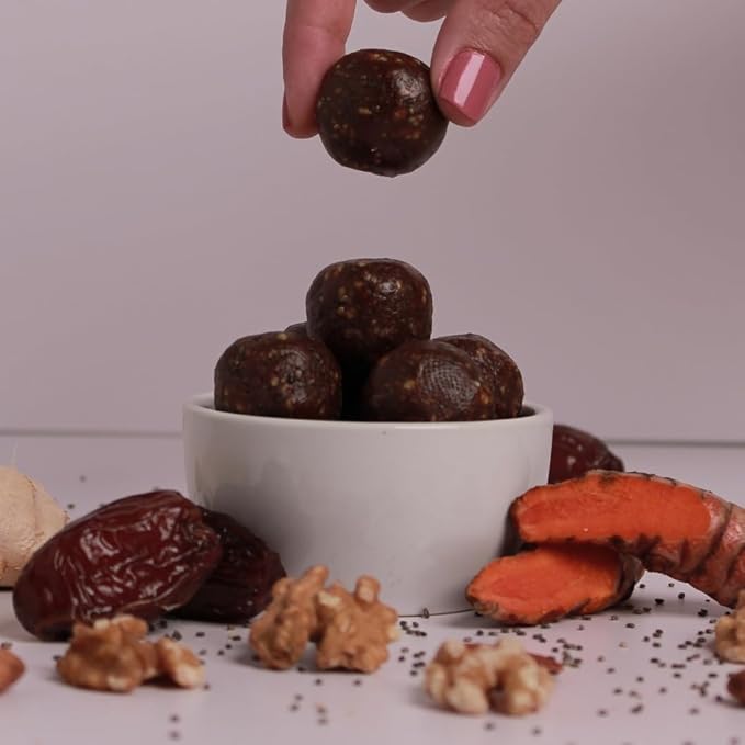 Jools Medjool Date Energy Bites with Ginger & Turmeric – Made with Organic Ingredients – Superfood Snack to Support Vitality – Tastes Like Golden Spice & Caramel – Chewy, Nutty, Naturally Sweet – No Added Sugar, Vegan & Gluten Free | 3 × 4 oz Pouches