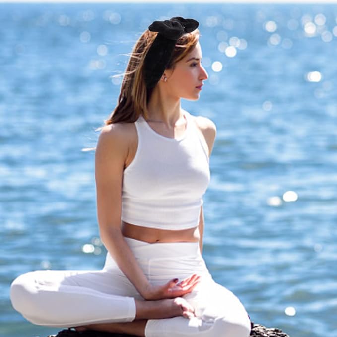 WHAVEL 6 Pack Spa Headbands - Black Microfiber Bowtie & Soft Bowknot Fluffy Elastic Hair Bands - Cosmetic Coral Fleece Shower Headbands