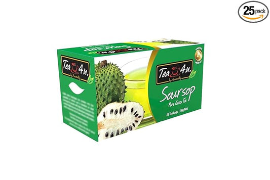 Tea4U Soursop Green Tea - Smooth Blend of Soursop Flavor - Hand Picked Leaves - Keeps You Hydrated with Refreshing Aroma - 25 Teabags