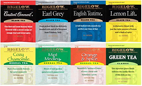 Bigelow Tea Variety Pack 8 Flavor Assortment 64-Count Boxes (Pack of 6) Caffeinated Individual Green and Black Tea Bags, for Hot Tea or Iced Tea, Drink Plain or Sweetened with Honey or Sugar